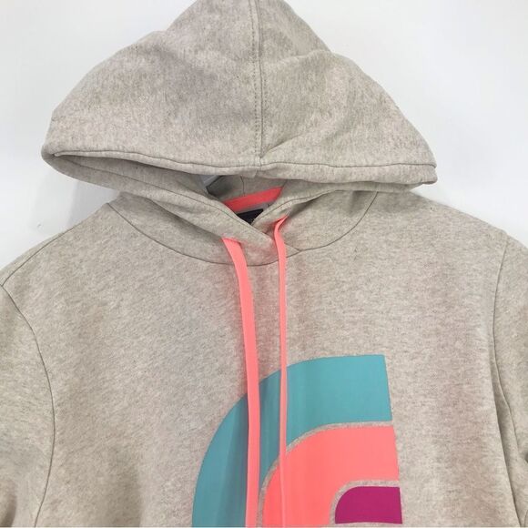 The North Face Light Gray Colorful Logo Hooded Pullover Sweatshirt - Picture 2 of 16